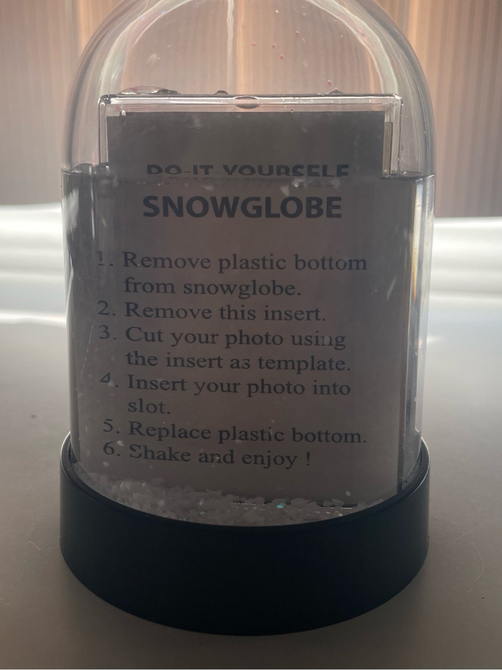 Do It Yourself Photo Snow Globe, Holds A Photo, Silver Glitter Snow